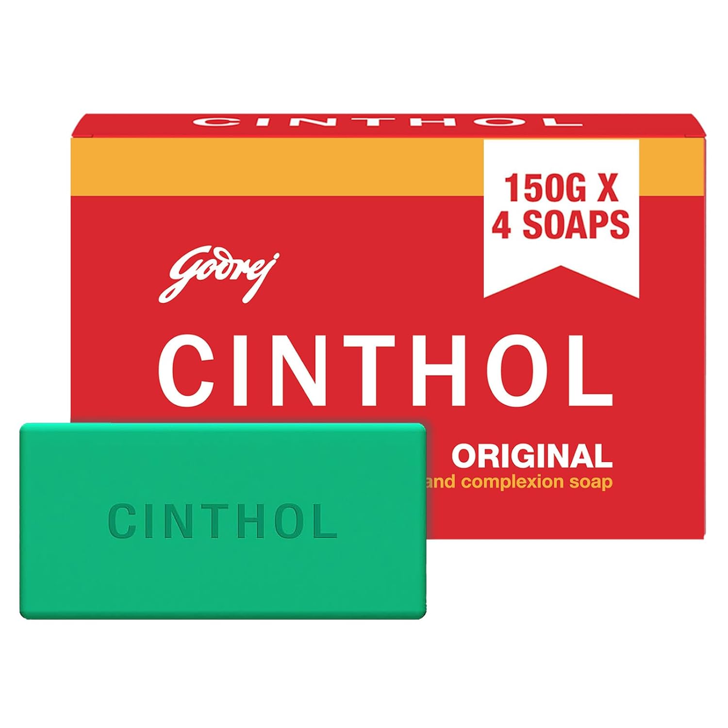 Cinthol Original Soap, 150g (Pack of 4) | Germ Protection | Soaps For Bath | Grade 1 Soap | For All Skin Types